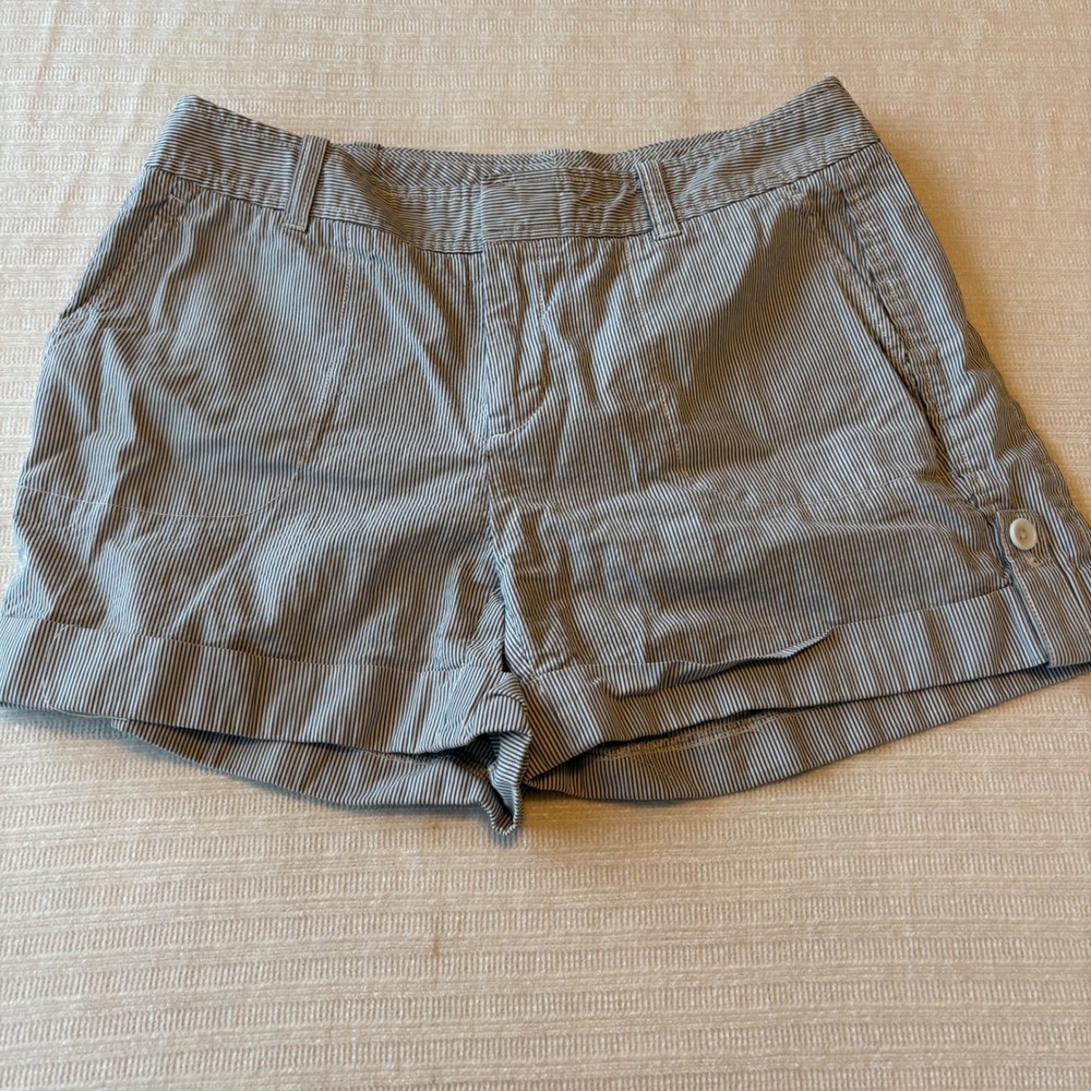 Banana Republic Martin Fit Pinstripe Shorts Blue White Cotton Size 6 S/637773